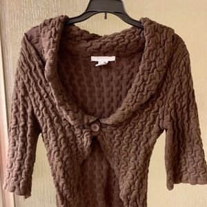 Charlotte Russe brown crop sweater shirt L Large